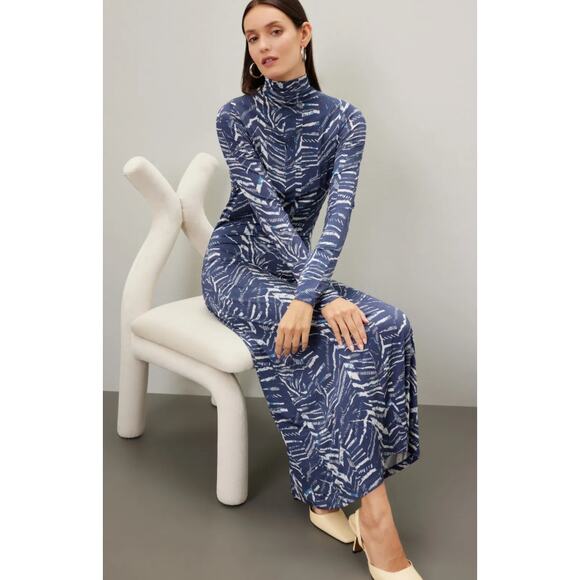 Marie Oliver Paxton Dress in Blue Animal Mesh - Picture 1 of 11